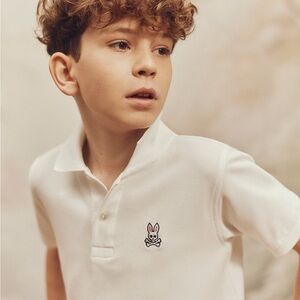 Psycho Bunny Classic White Polo for Kids